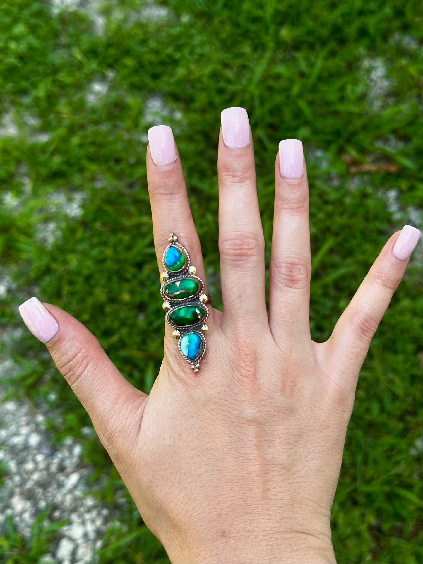 Adjustable peacock Copper ring