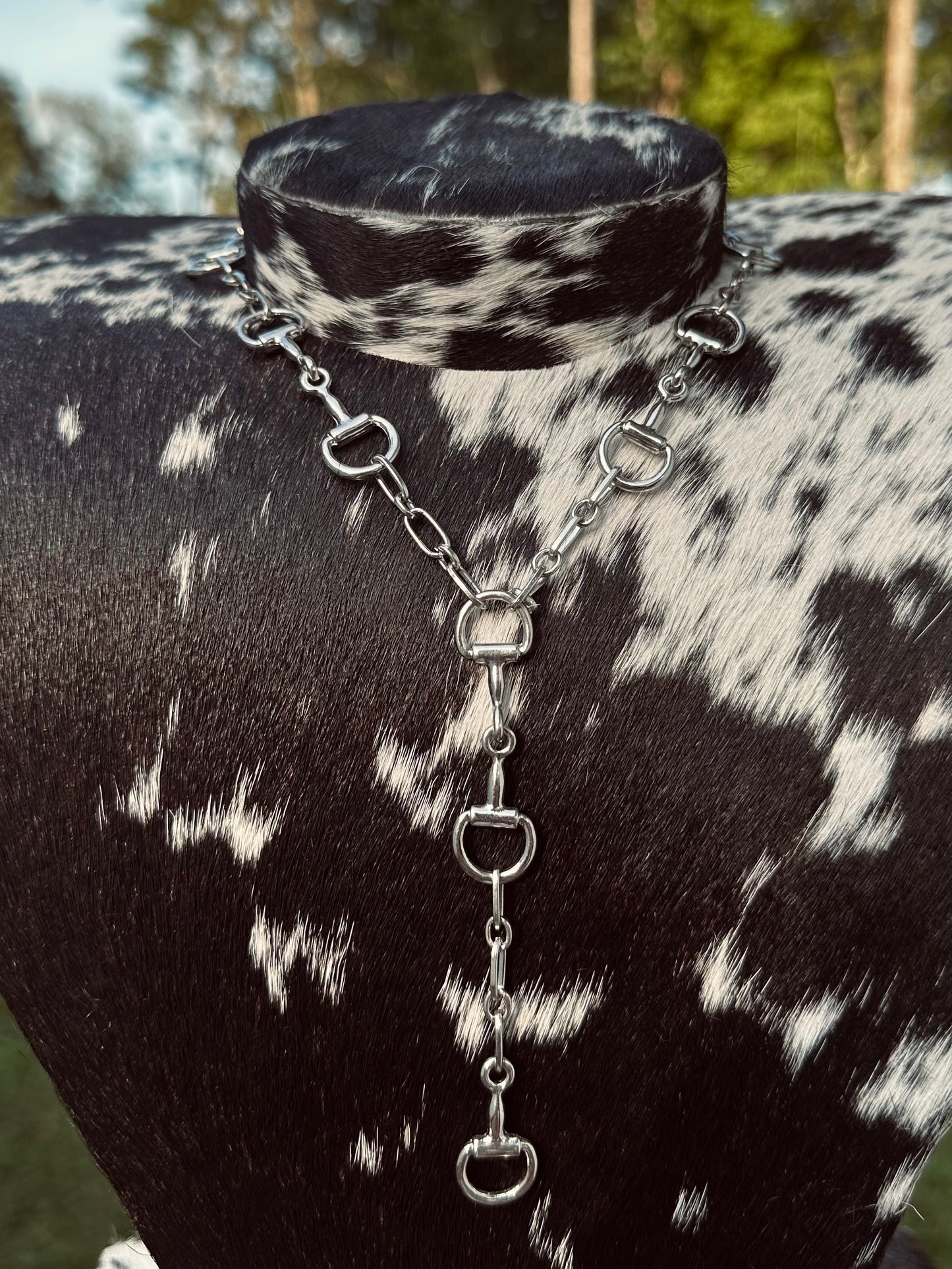 Snaffle bit lariat necklace
