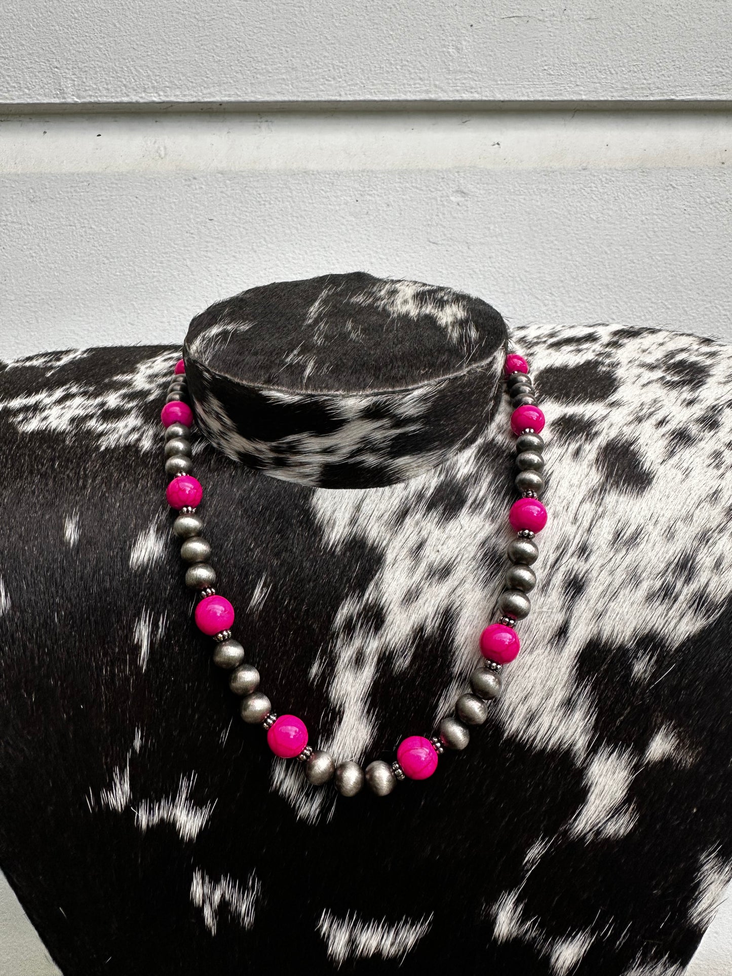 Hot pink 8mm necklace