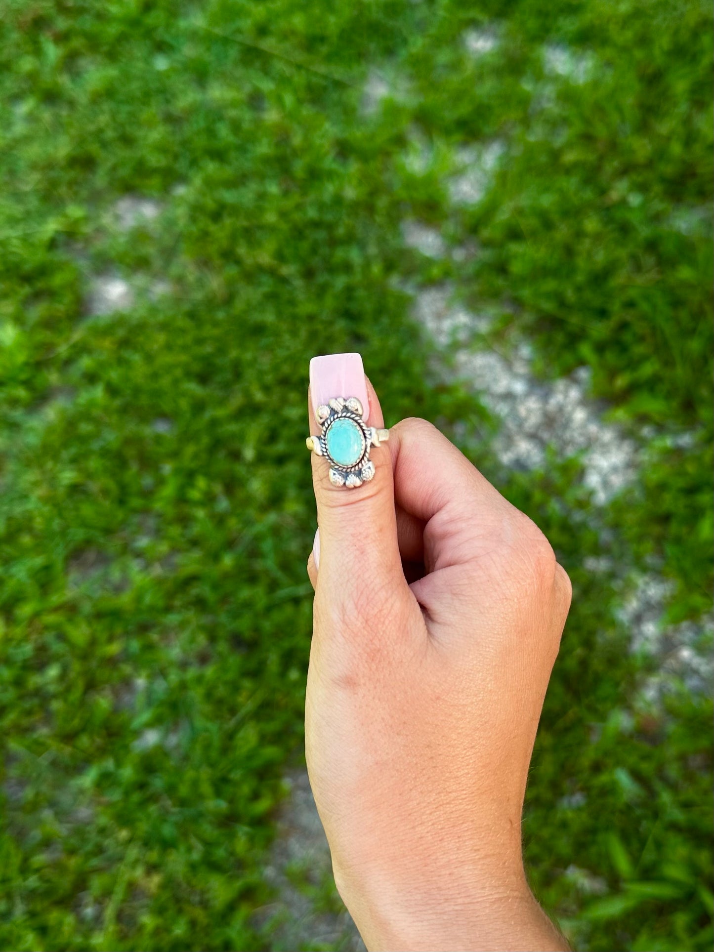 Adjustable #8 turquoise ring 