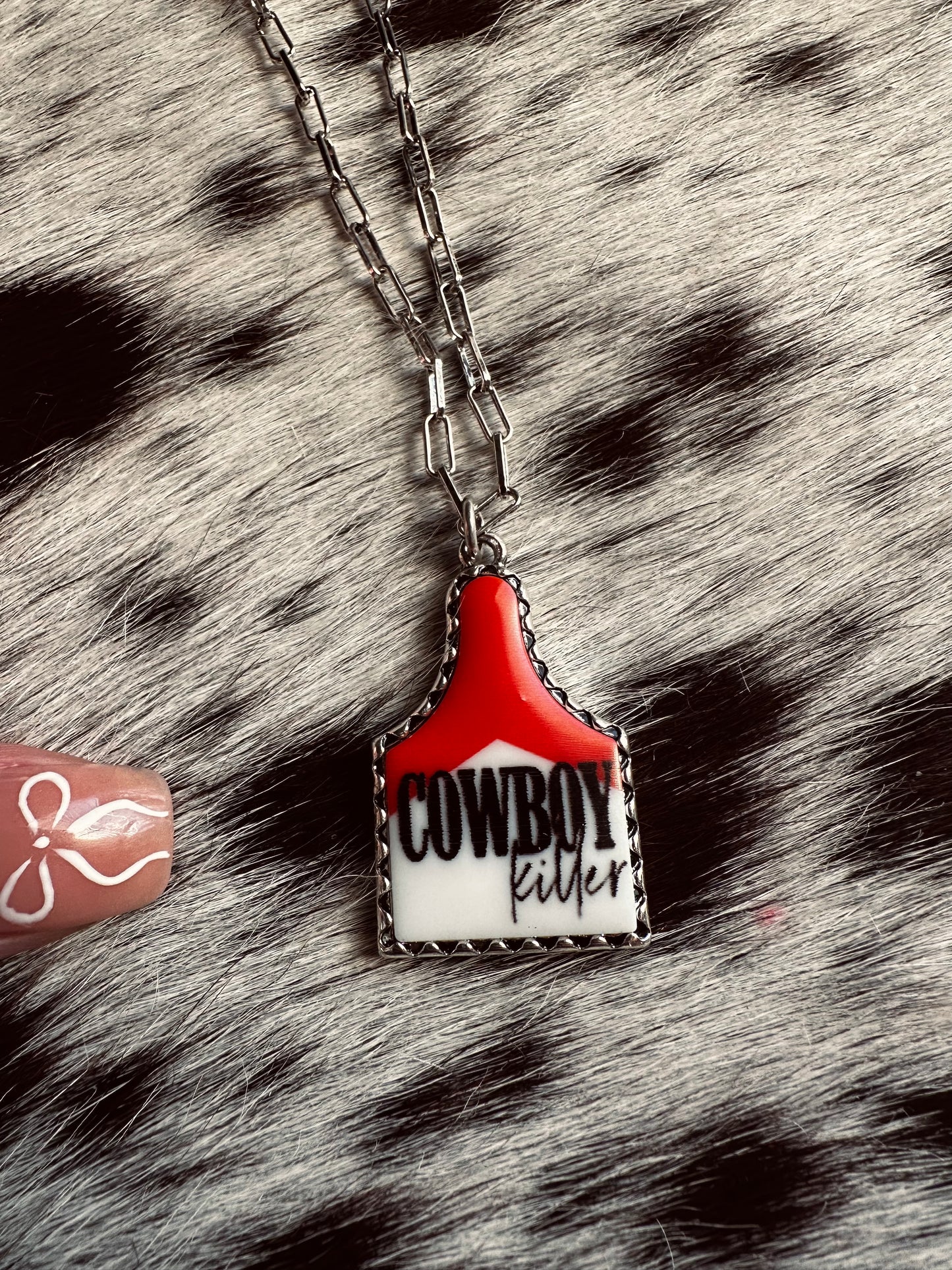 Cowboy killer cow tag necklace