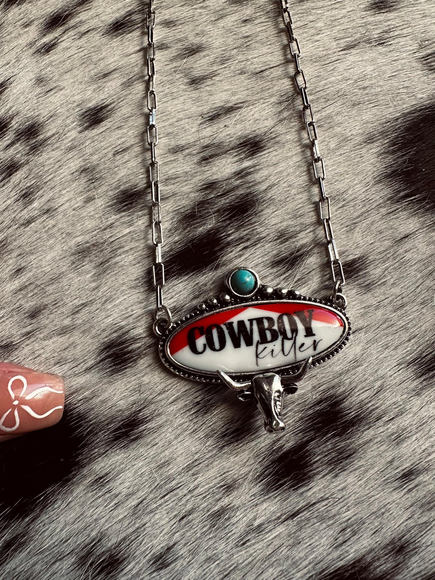 Cowboy killer bull necklace