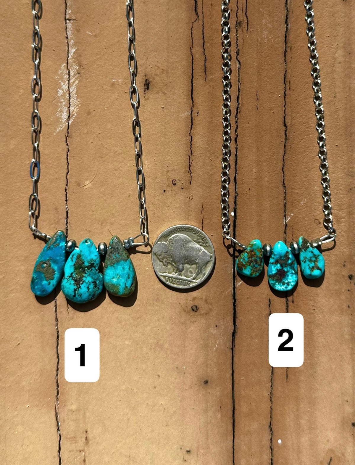 15" Turquoise Teardrop Chain
Necklace - Silver Plated Paperclip