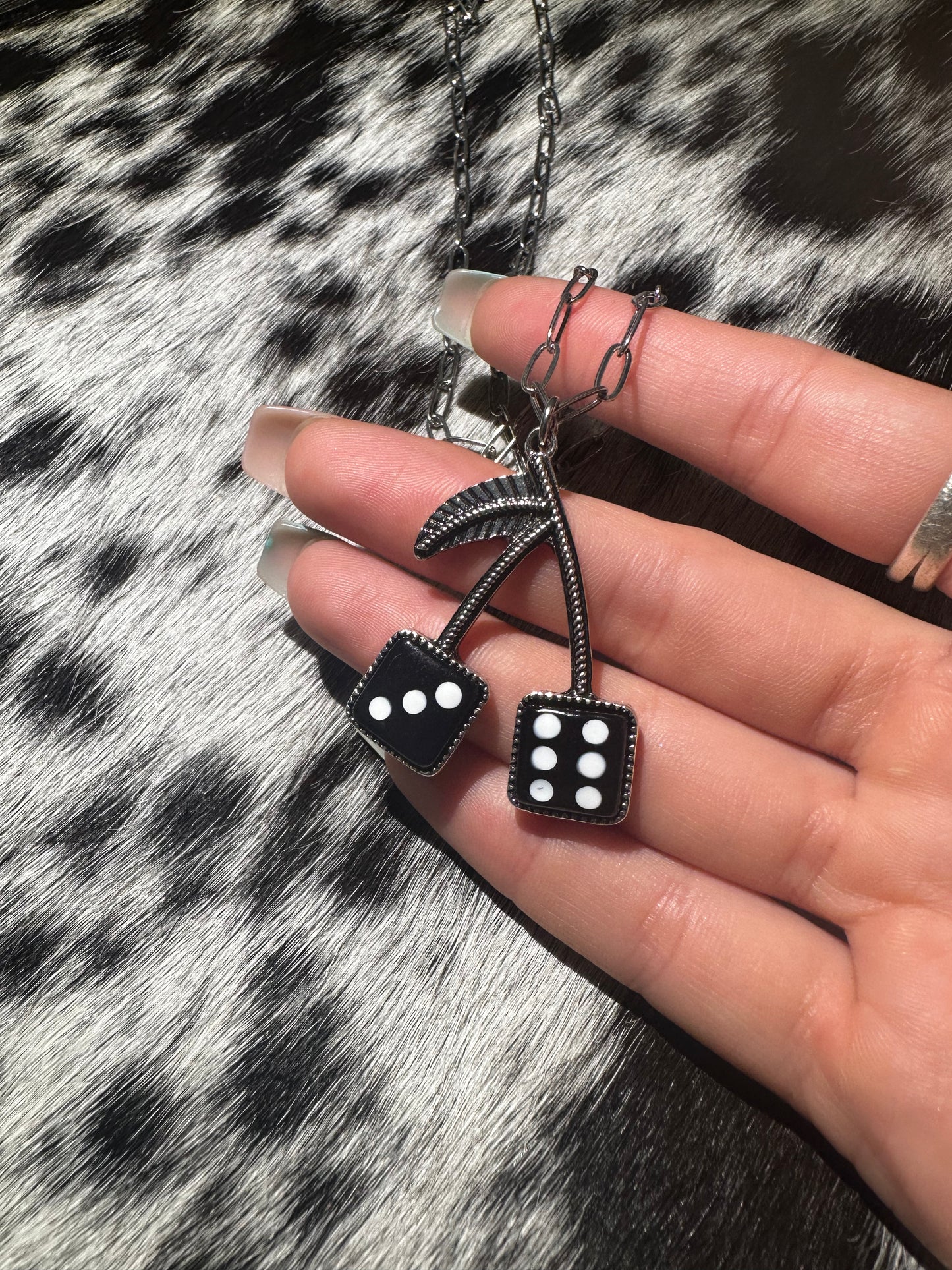 Cherry dice necklace