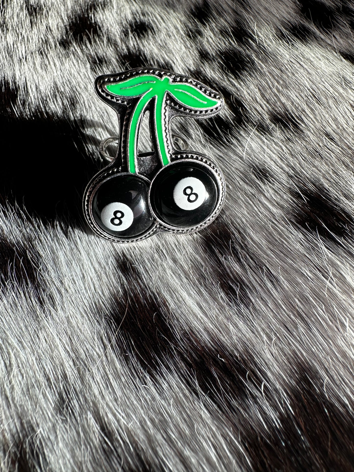 Adjustable Cherry 8 ball ring