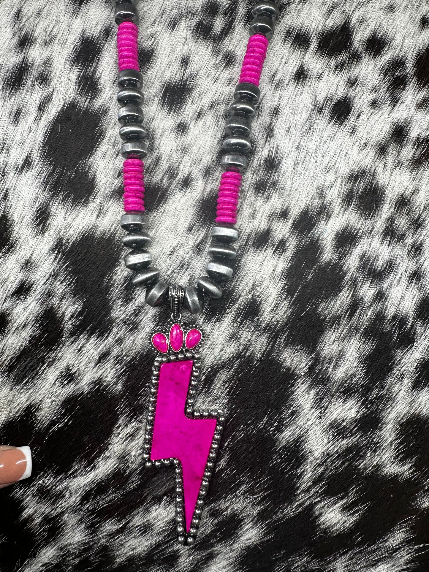Hot pink lightning necklace