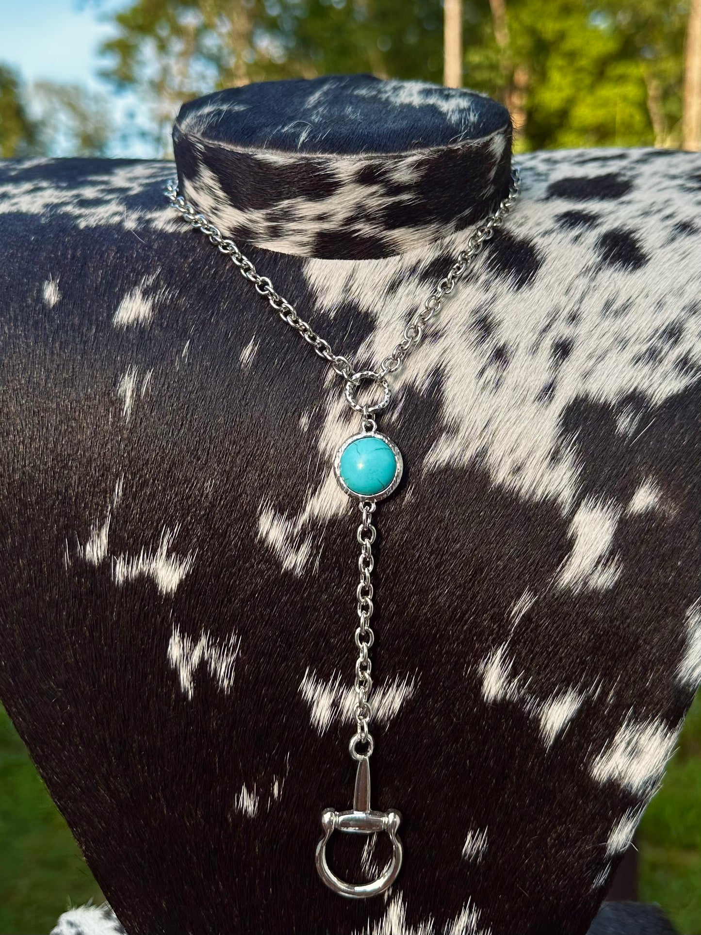 Turquoise half snaffle bit lariat