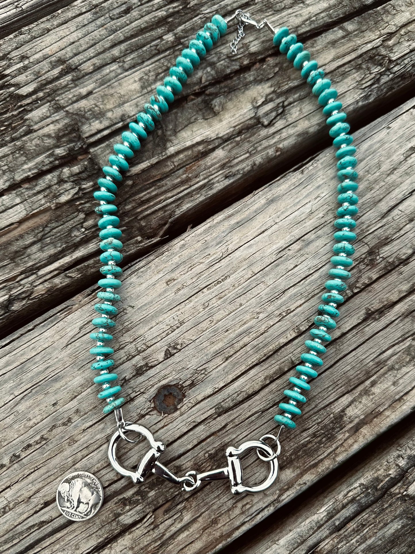 Turquoise Snaffle bit necklace