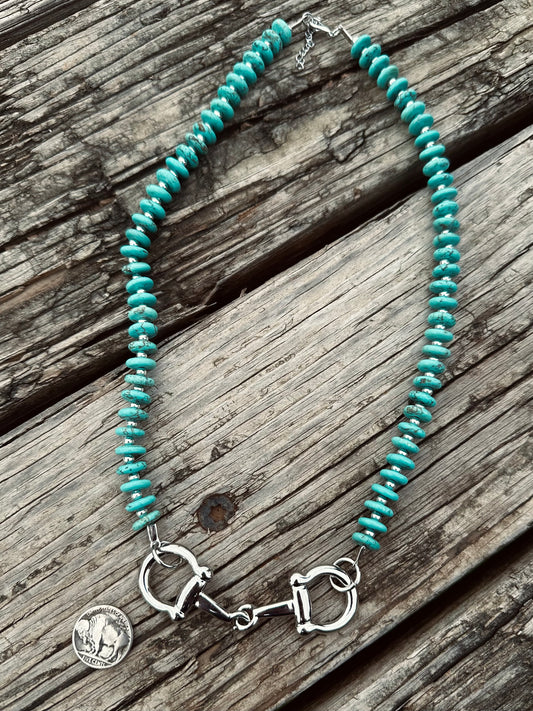 Turquoise Snaffle bit necklace
