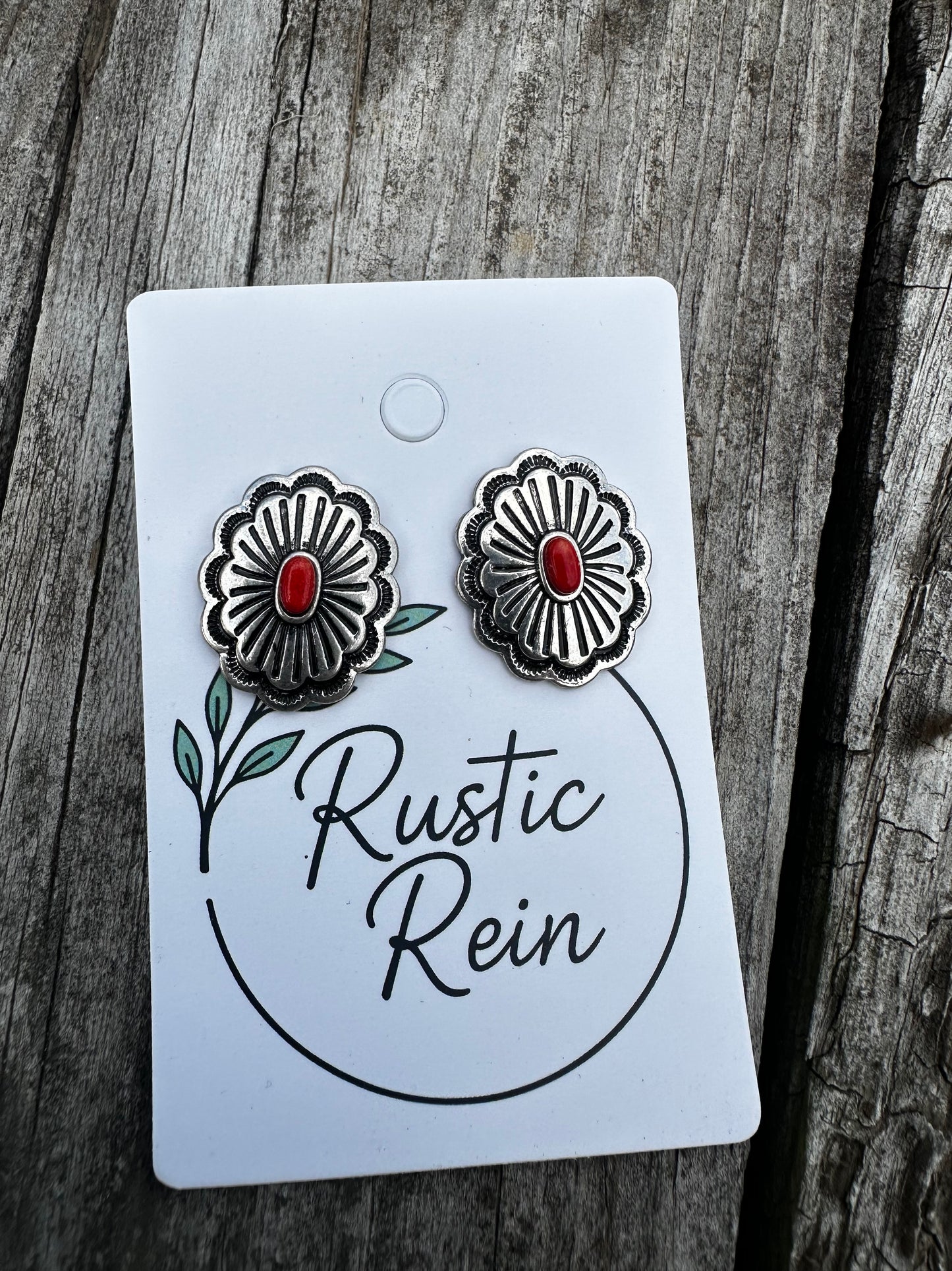 Orange concho earrings