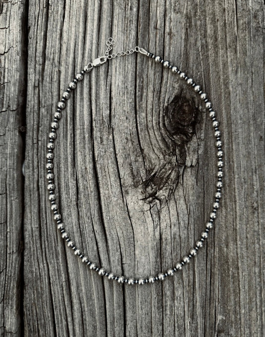 14 inch 6 mm and 3 mm Sterling Silver Pearls choker necklace