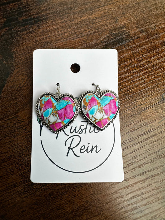 Cotton candy heart earrings
