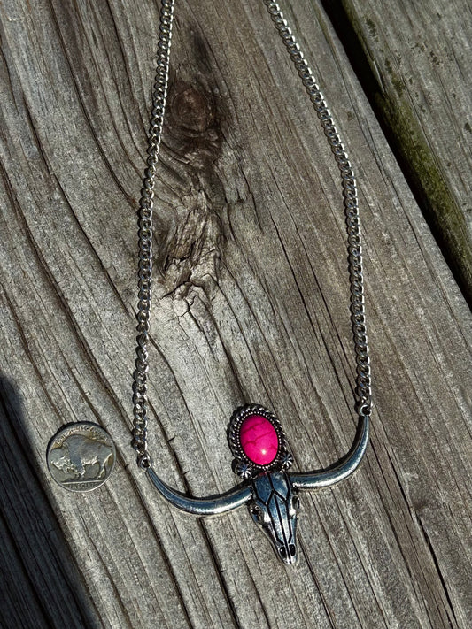 Pink skull necklace