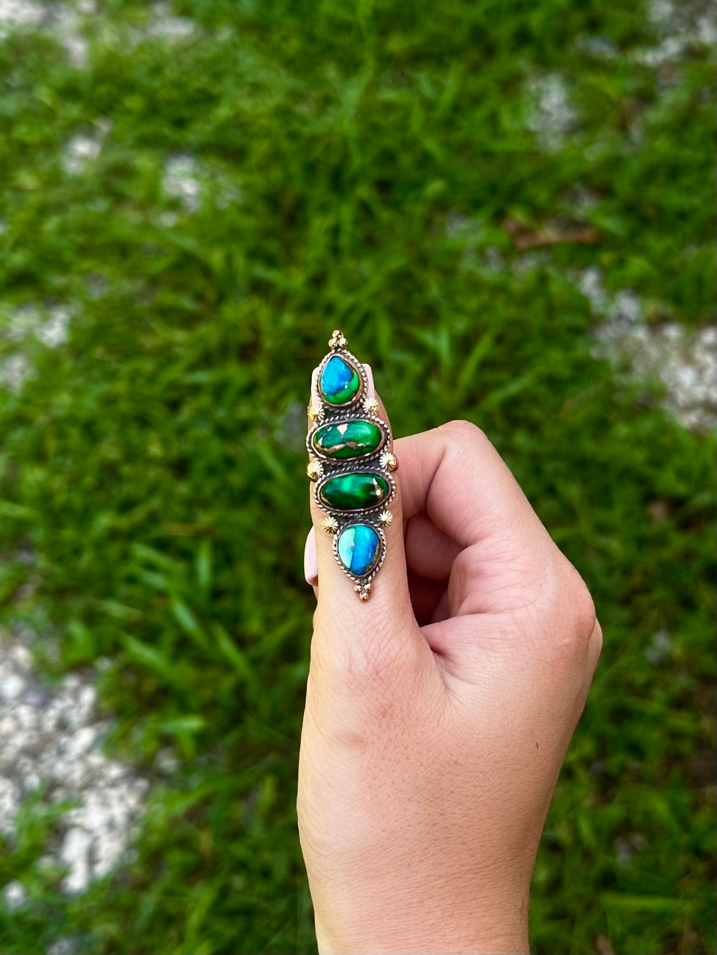 Adjustable peacock Copper ring