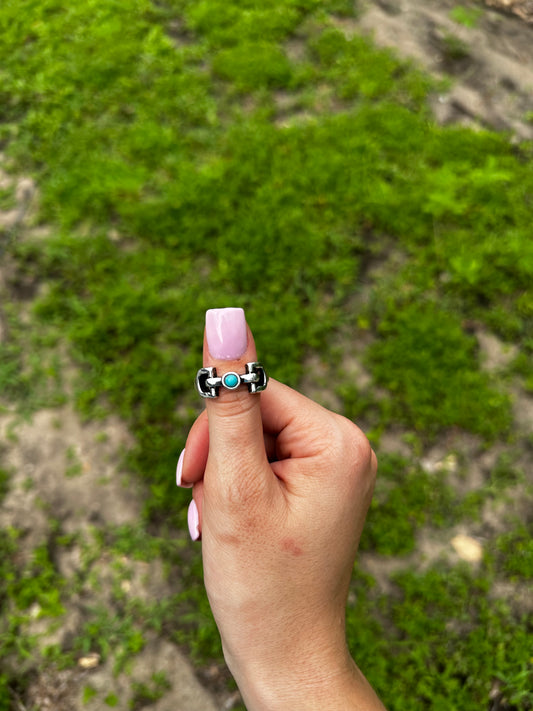 Snaffle bit stretch ring w turquoise