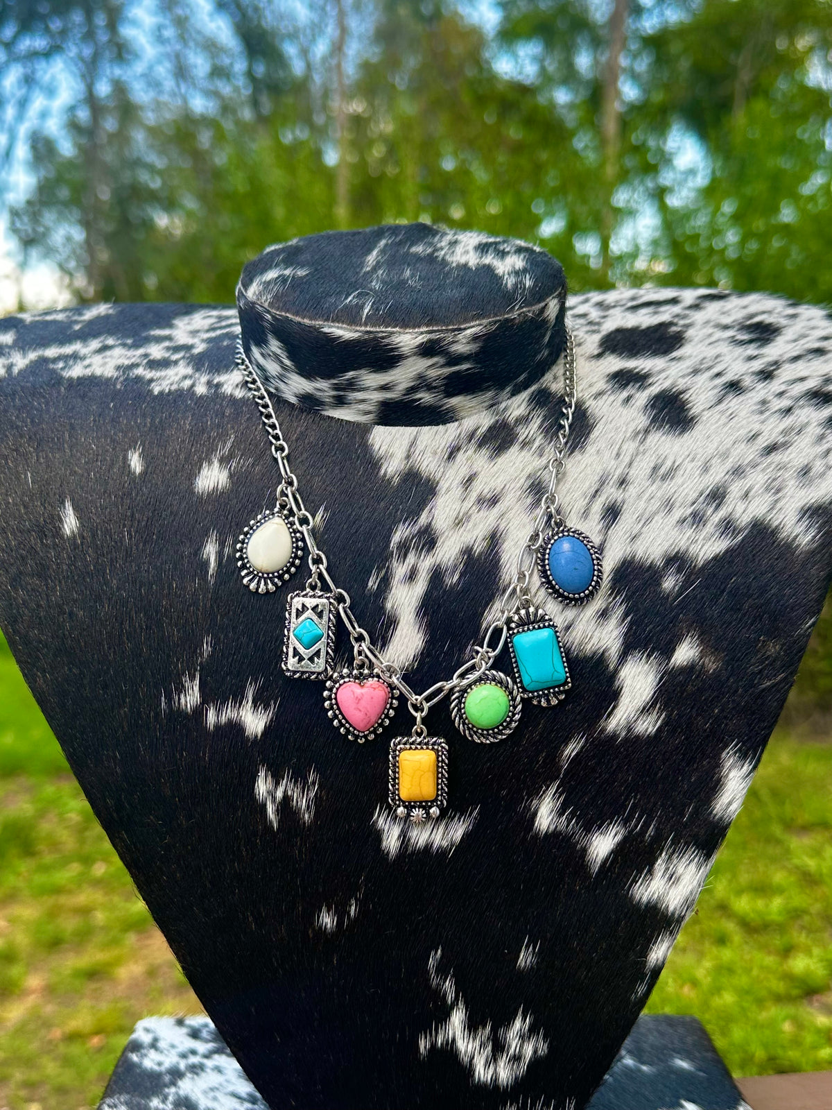 Multi color charm necklace