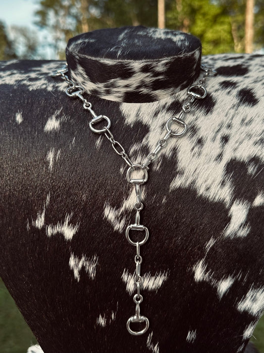 Snaffle bit lariat necklace