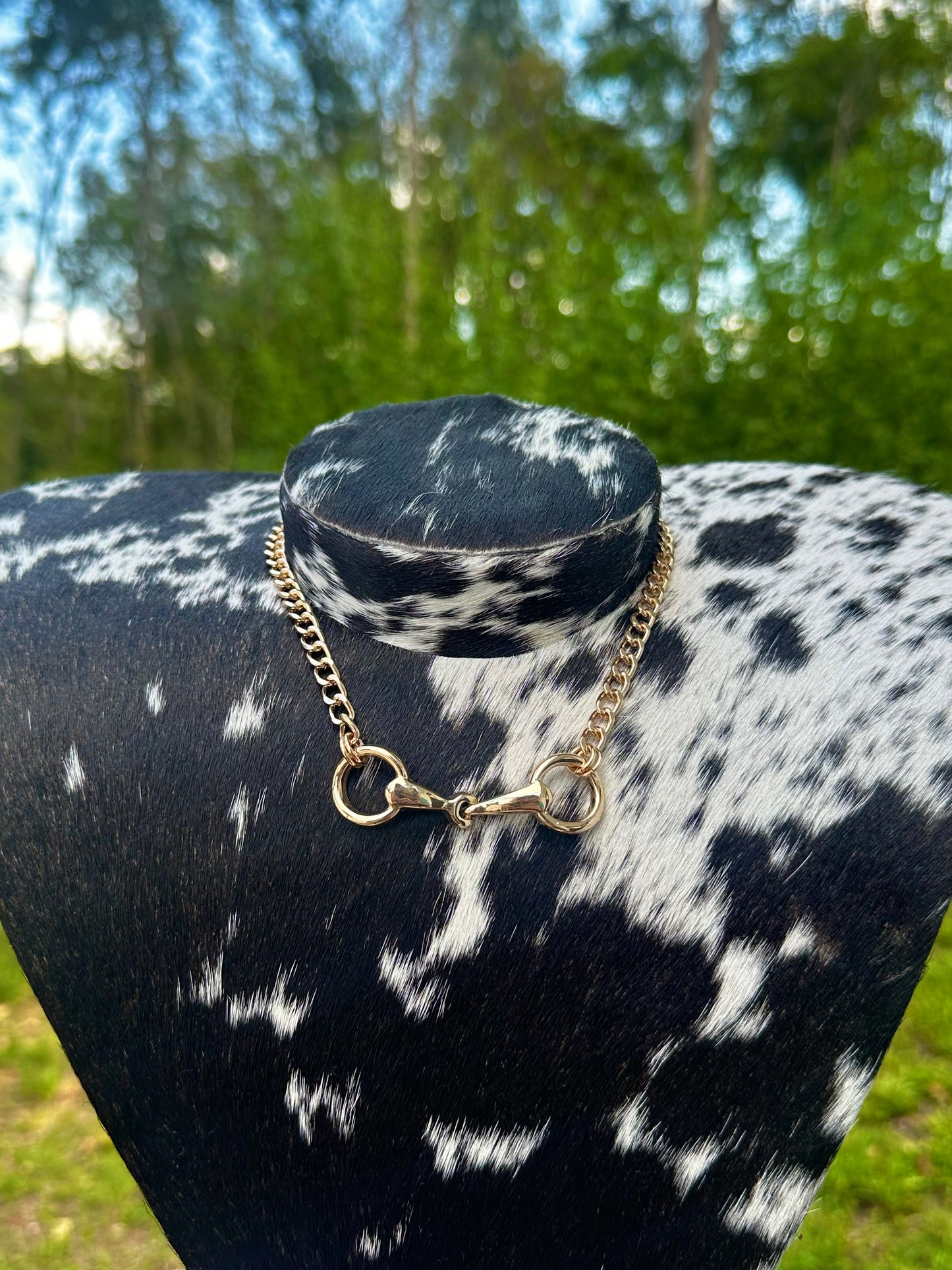 Gold color snaffle bit necklace