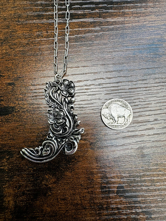 Tooled boot necklace
