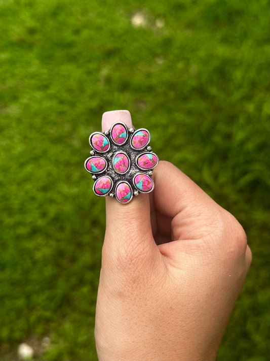 Adjustable pink Sophie ring