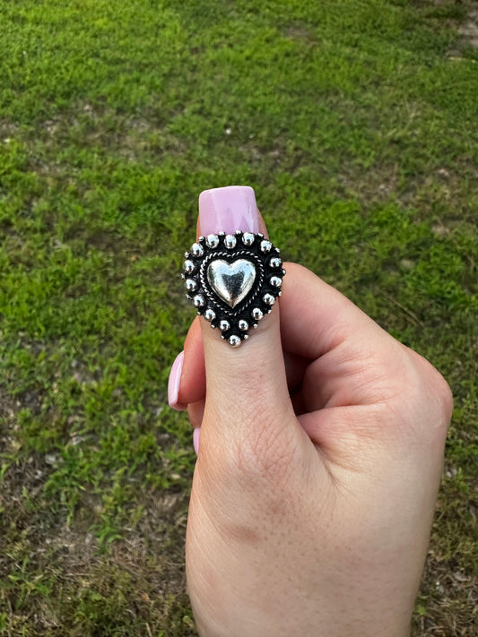 Adjustable bubble heart ring