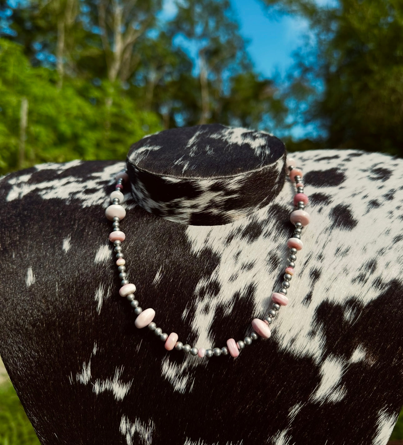 Silver plated pink conch necklace