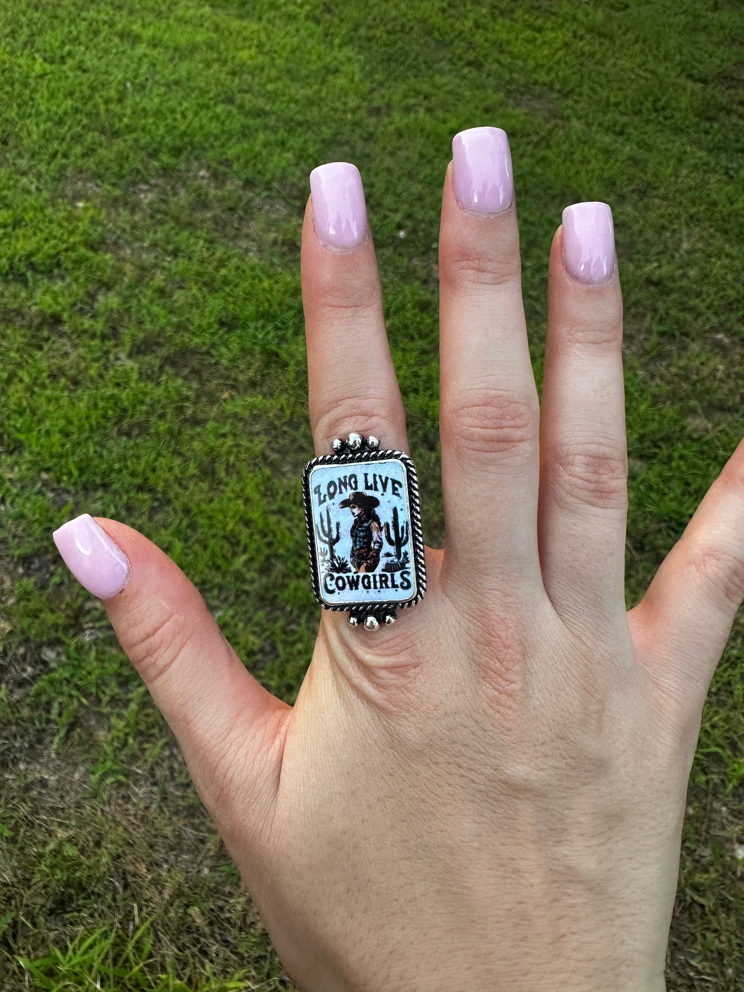 Adjustable long live cowgirls ring