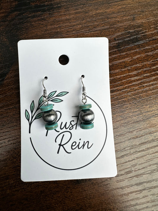 Turquoise & pearl earrings