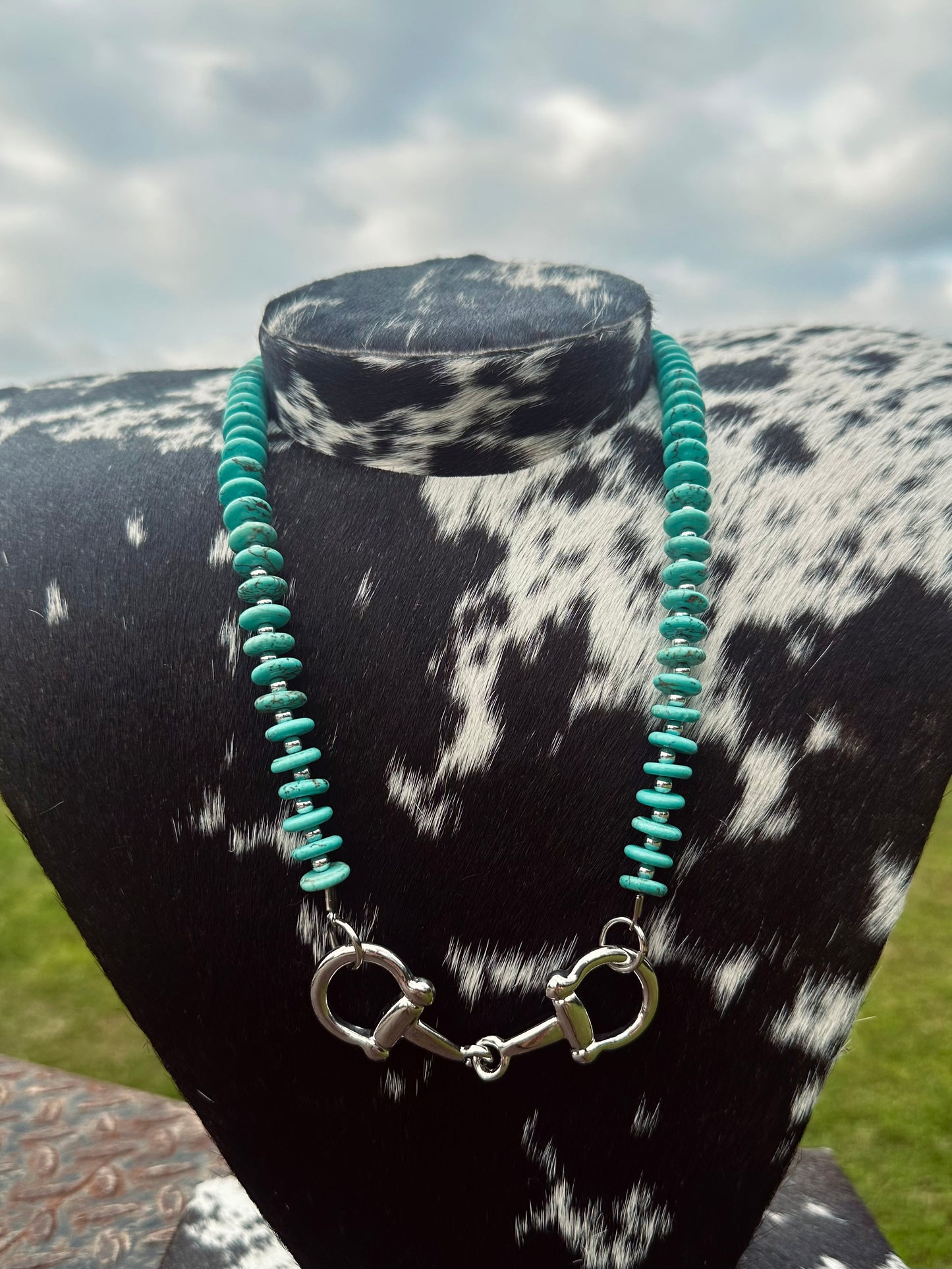 Turquoise Snaffle bit necklace