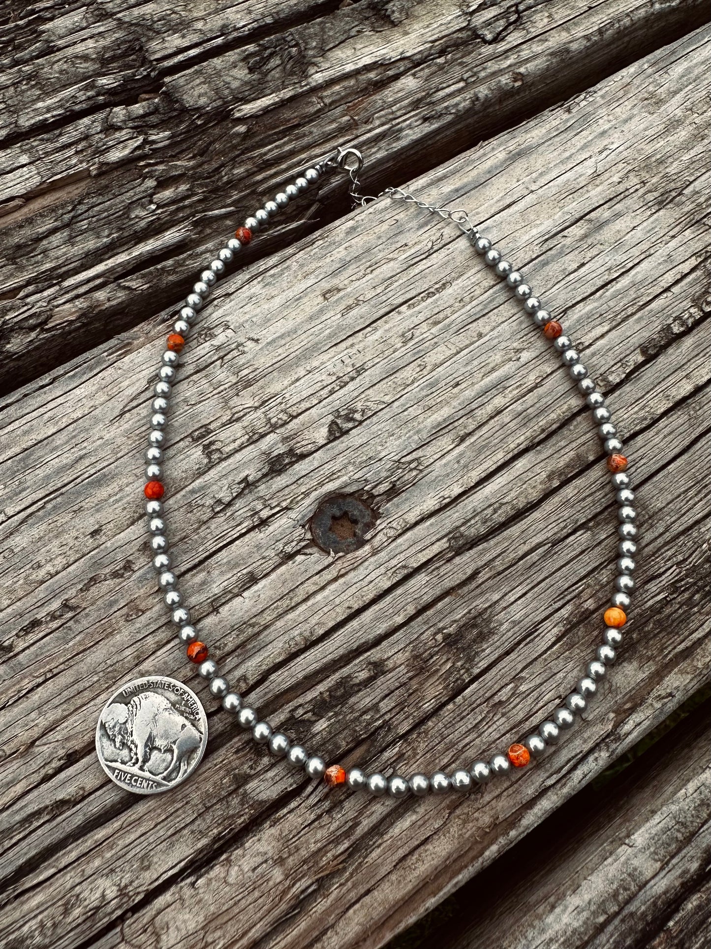 4 mm choker silver plated with orange