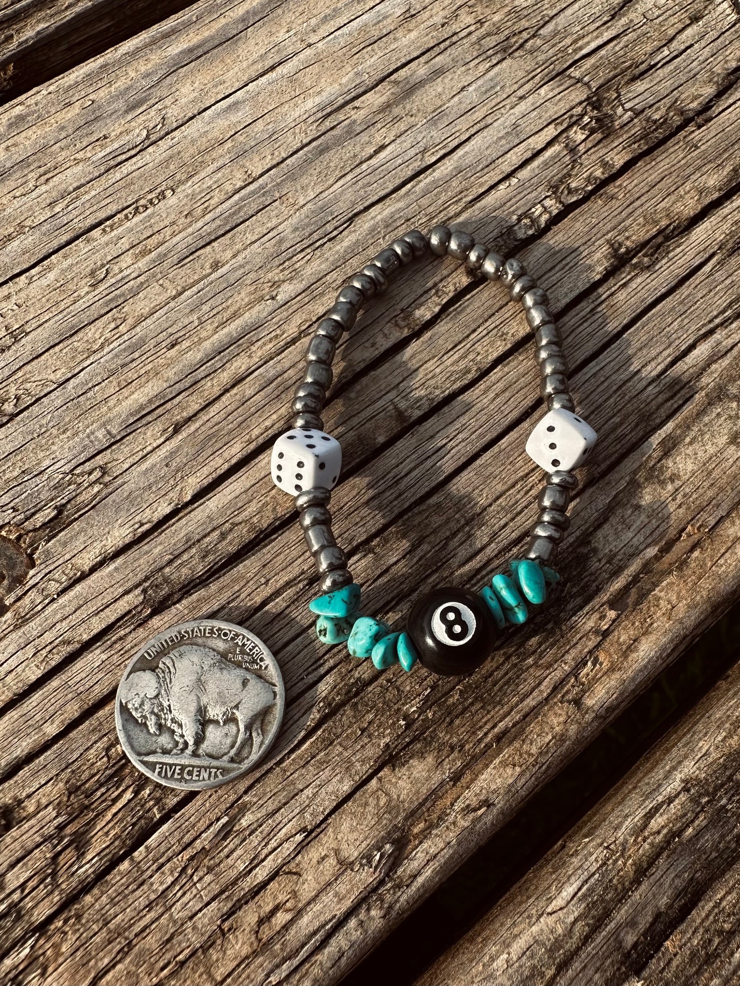 8 ball & dice stretch bracelet