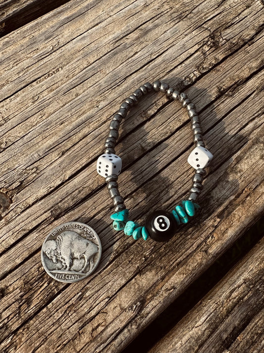 8 ball & dice stretch bracelet