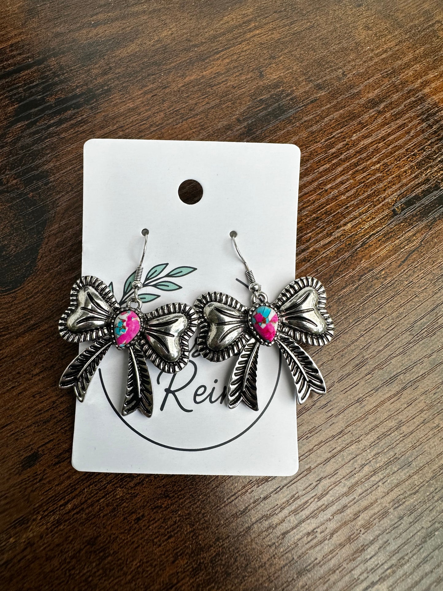 Cotton candy bow earrings