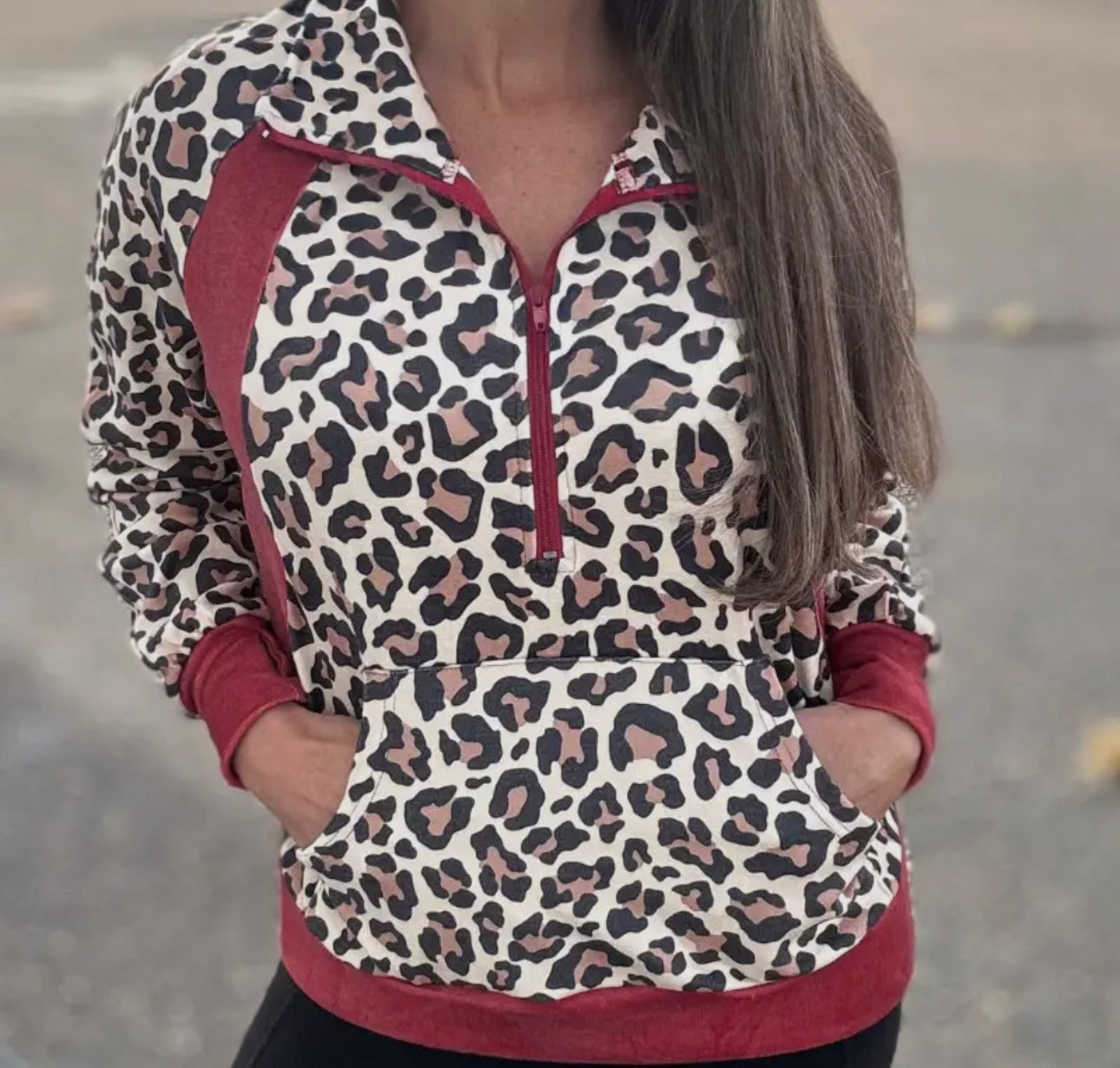 Cheetah quarter zip