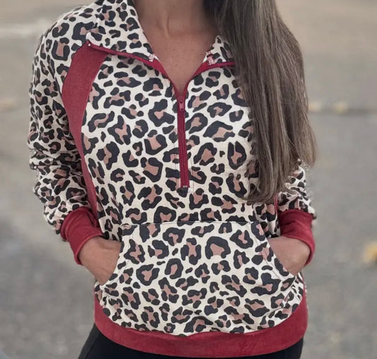 Cheetah quarter zip
