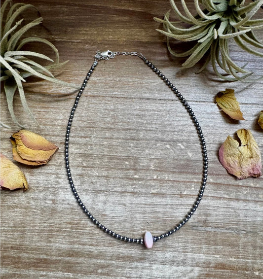 Pink conch sterling silver choker