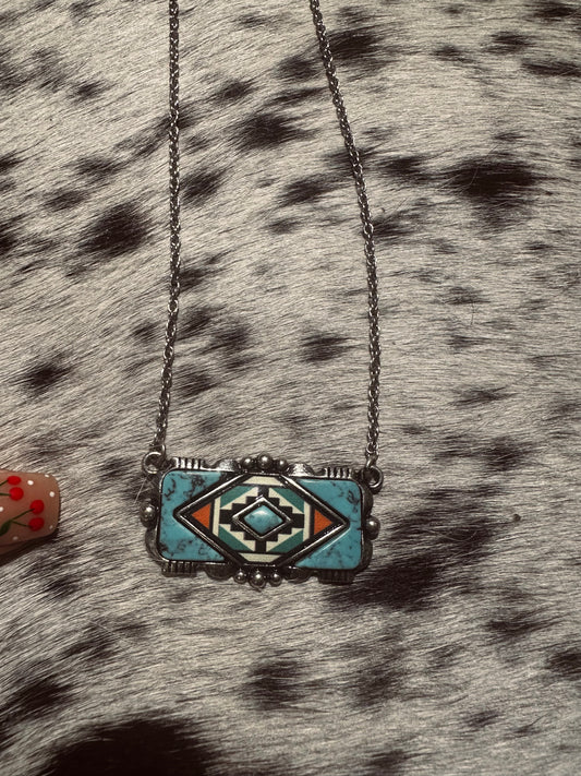 Aztec bar necklace