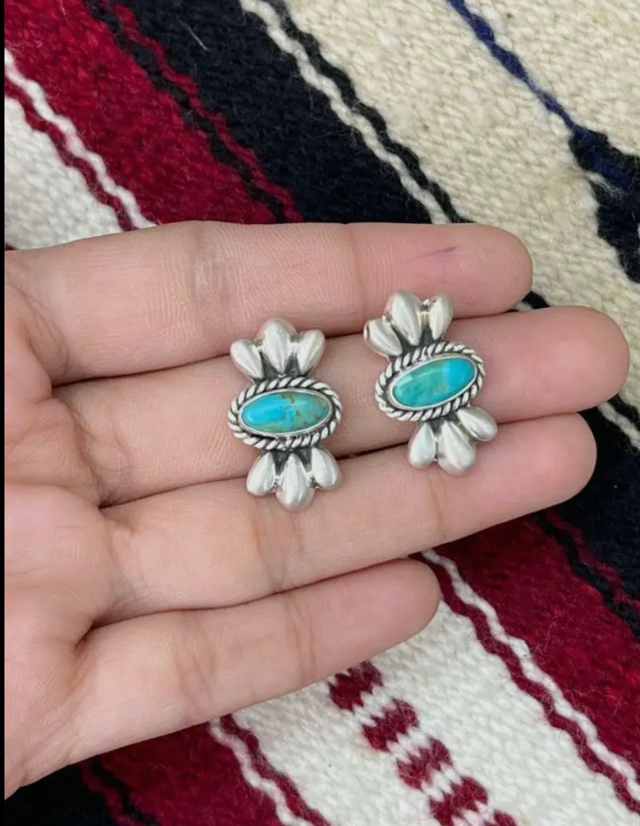 Handmade Sterling Silver, KingmanTurquoise Post Studs