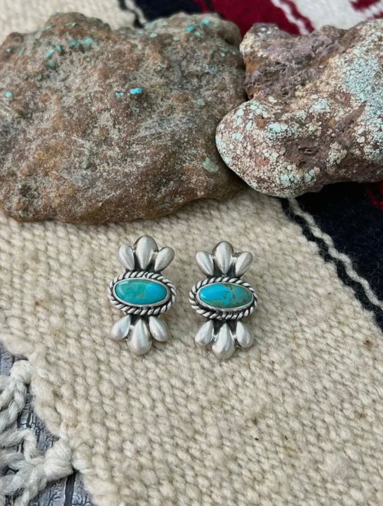 Handmade Sterling Silver, KingmanTurquoise Post Studs