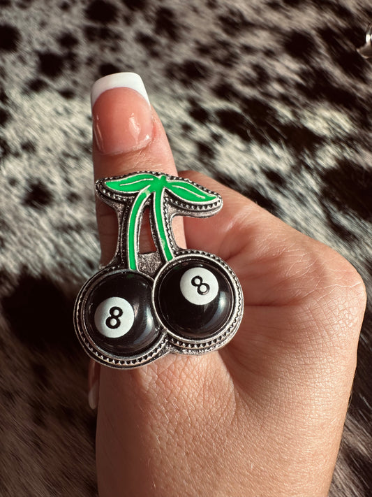 Adjustable Cherry 8 ball ring