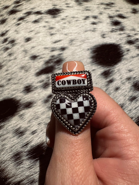 Adjustable Cowboy heart ring