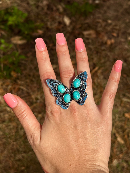 Adjustable bella butterfly ring