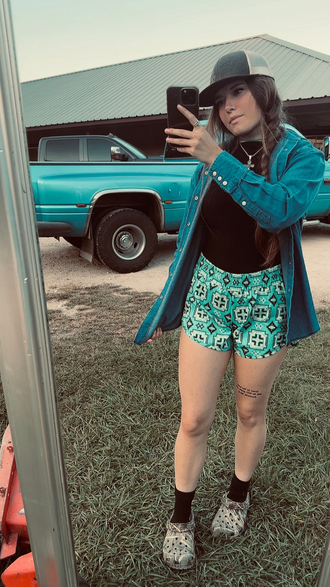 Blue Aztec shorts