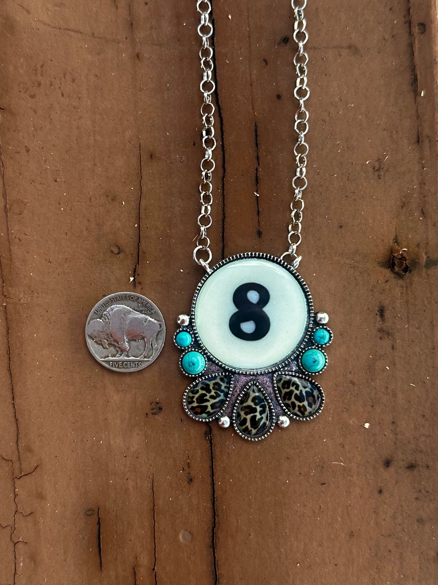 8 ball cheetah necklace