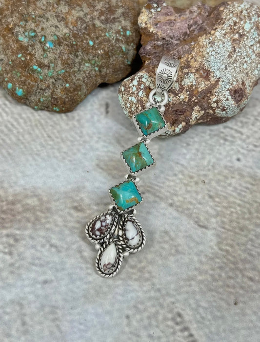 Handmade Sterling Silver, Kingman turquoise with Wild Horse Pendant