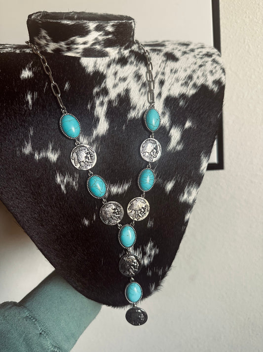 Indian coin lariat necklace