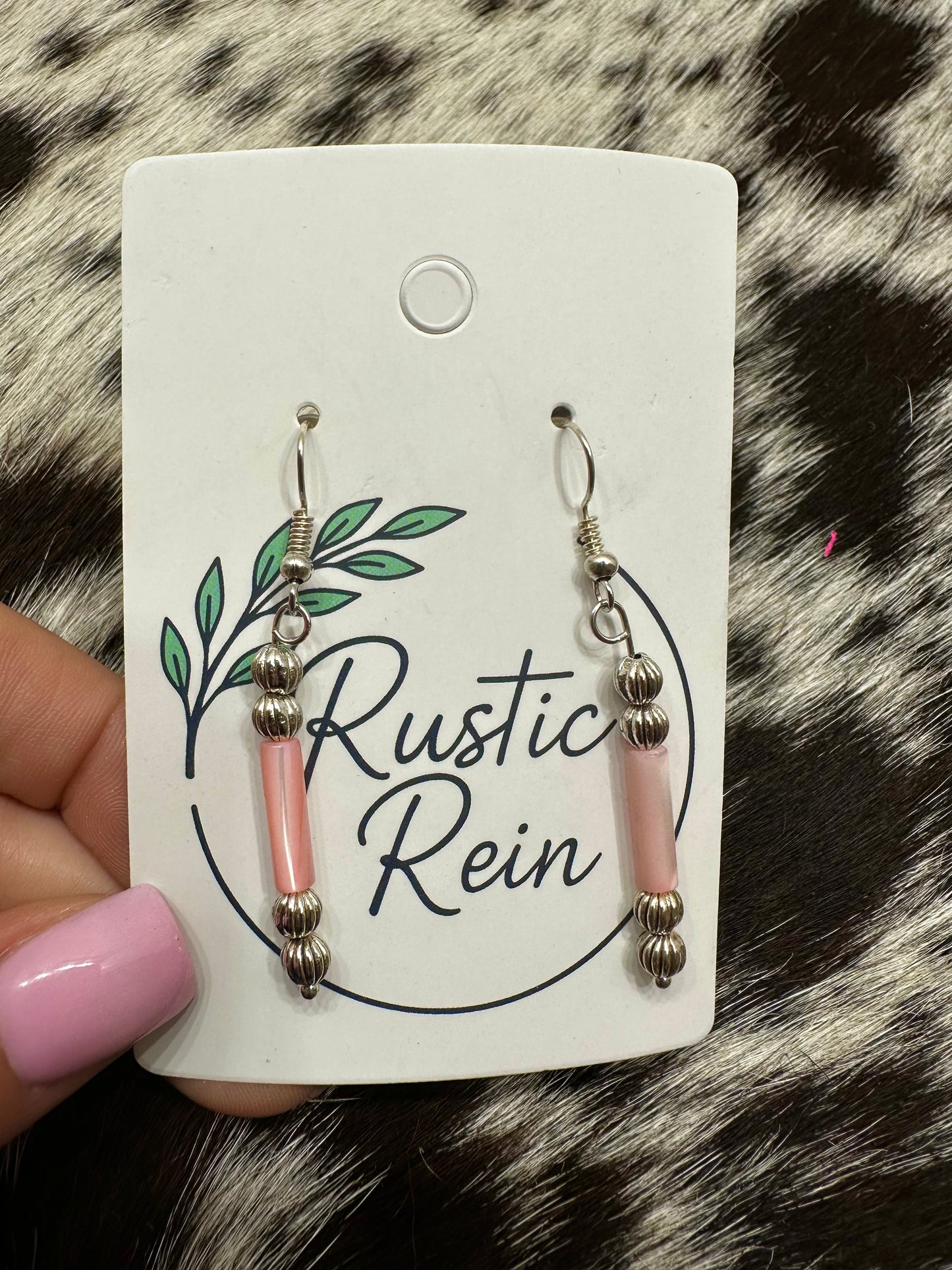 Pink silver plated earrings