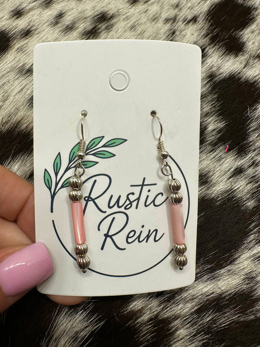Pink silver plated earrings