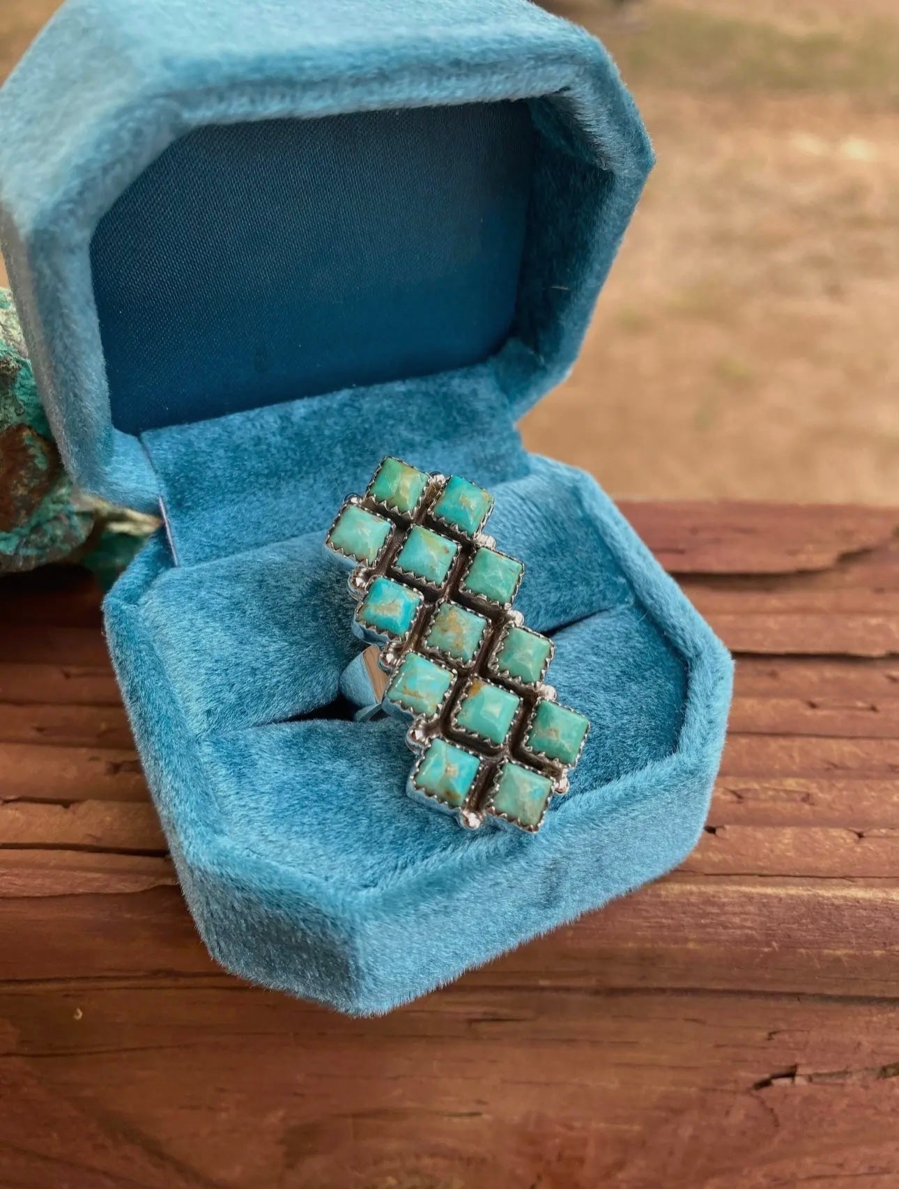 Adjustable kingman turquoise ring
