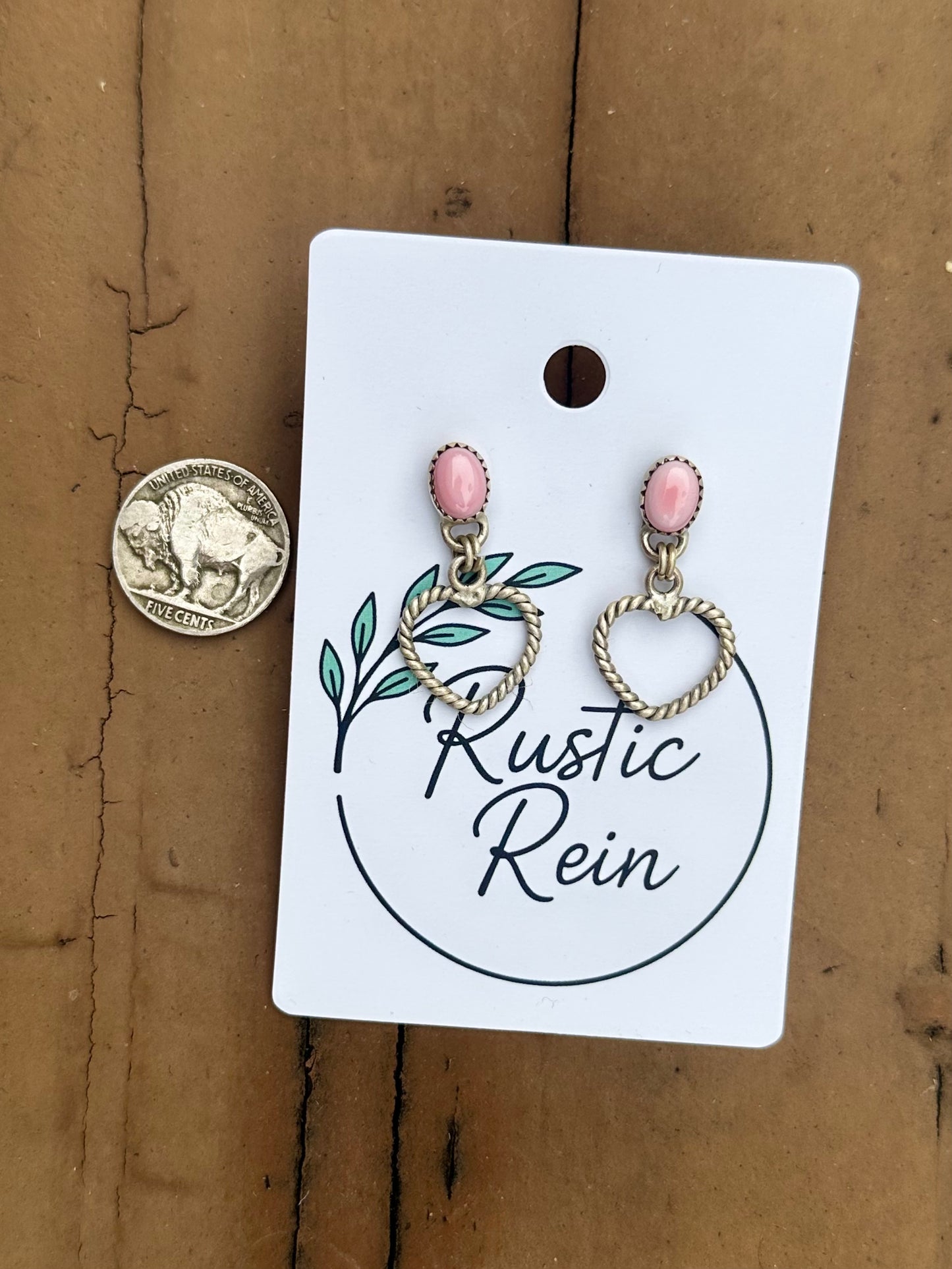 Pink conch heart earrings